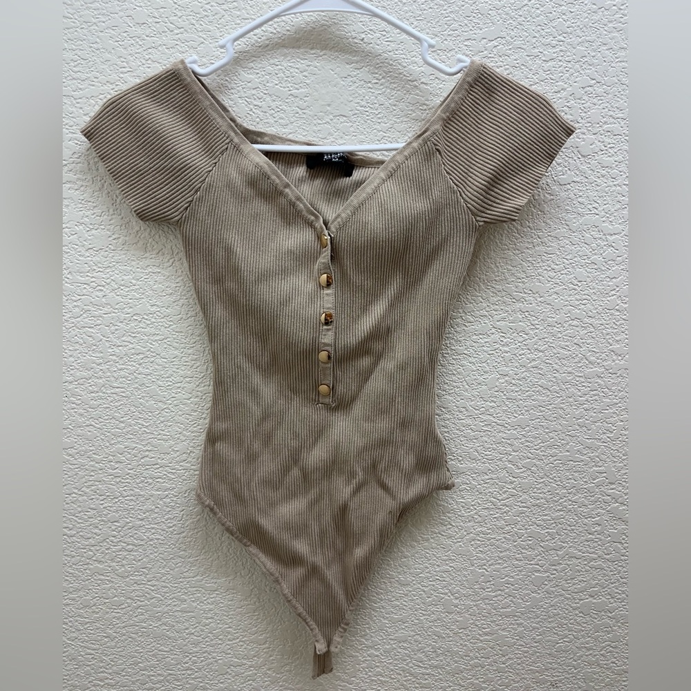 Off the shoulders Beige/ Tan bodysuit